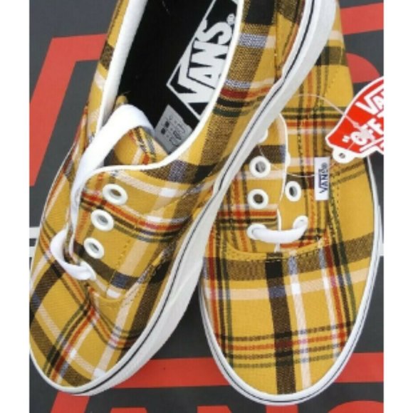 Vans Plaid Authentic Yellow/True White Men's 3.5/Women's 5  NIB - Picture 7 of 12